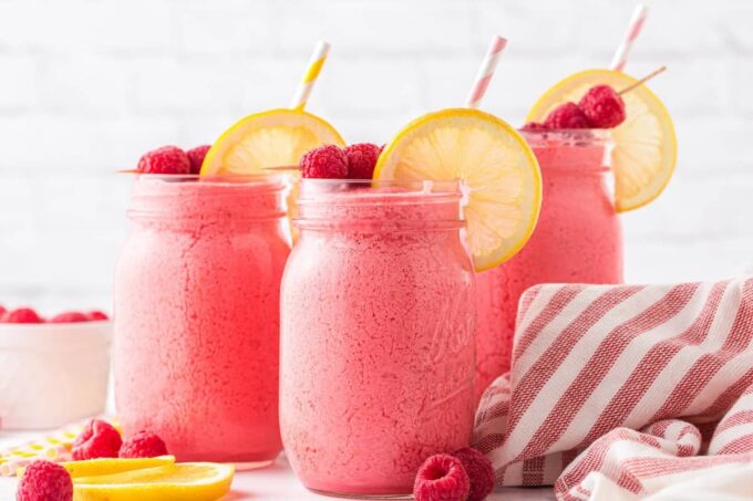 Frozen Raspberry Lemonade in a glass