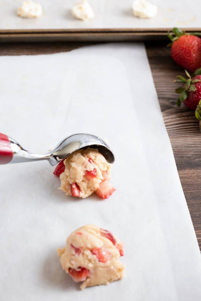 scoop the cookie dough and place on separate baking sheet