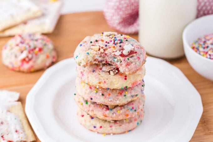 pop tart cookies stacked on a plate