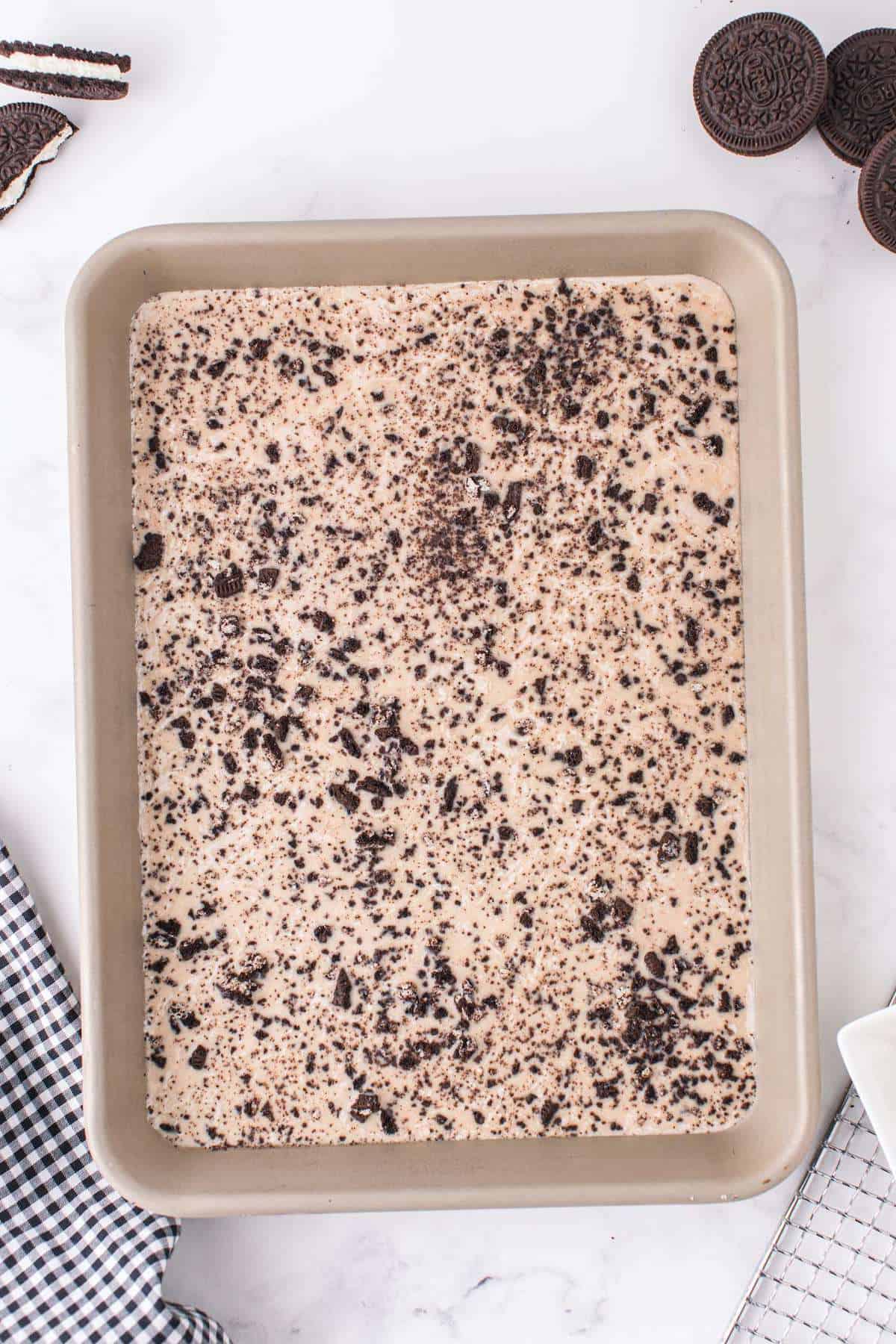 oreo ice cream in the sheet pan