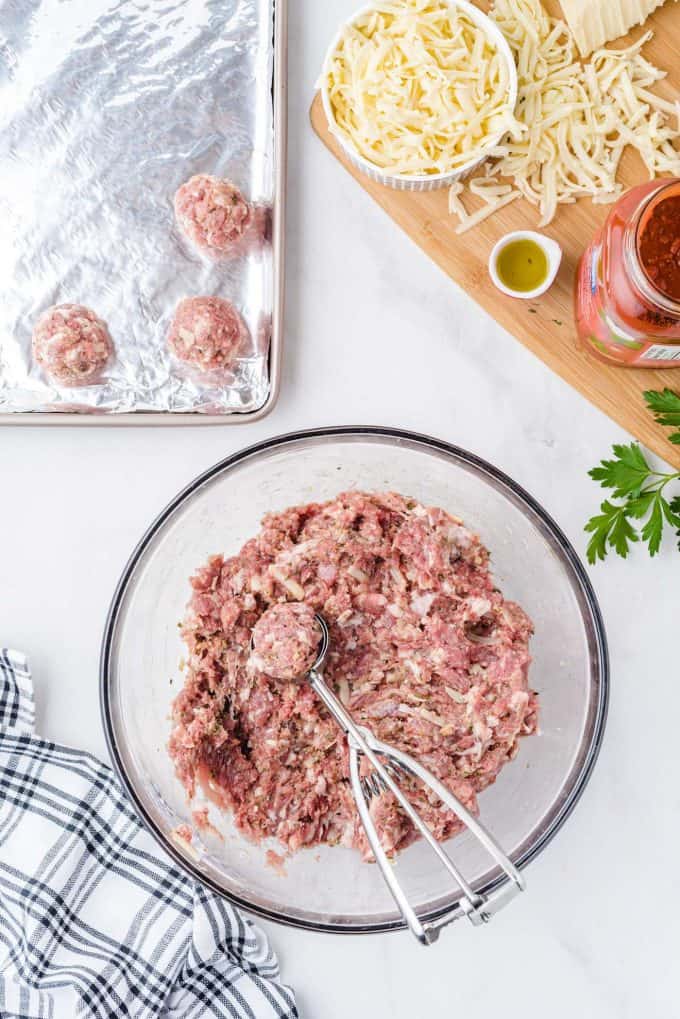 Use a small scoop to form small meatballs