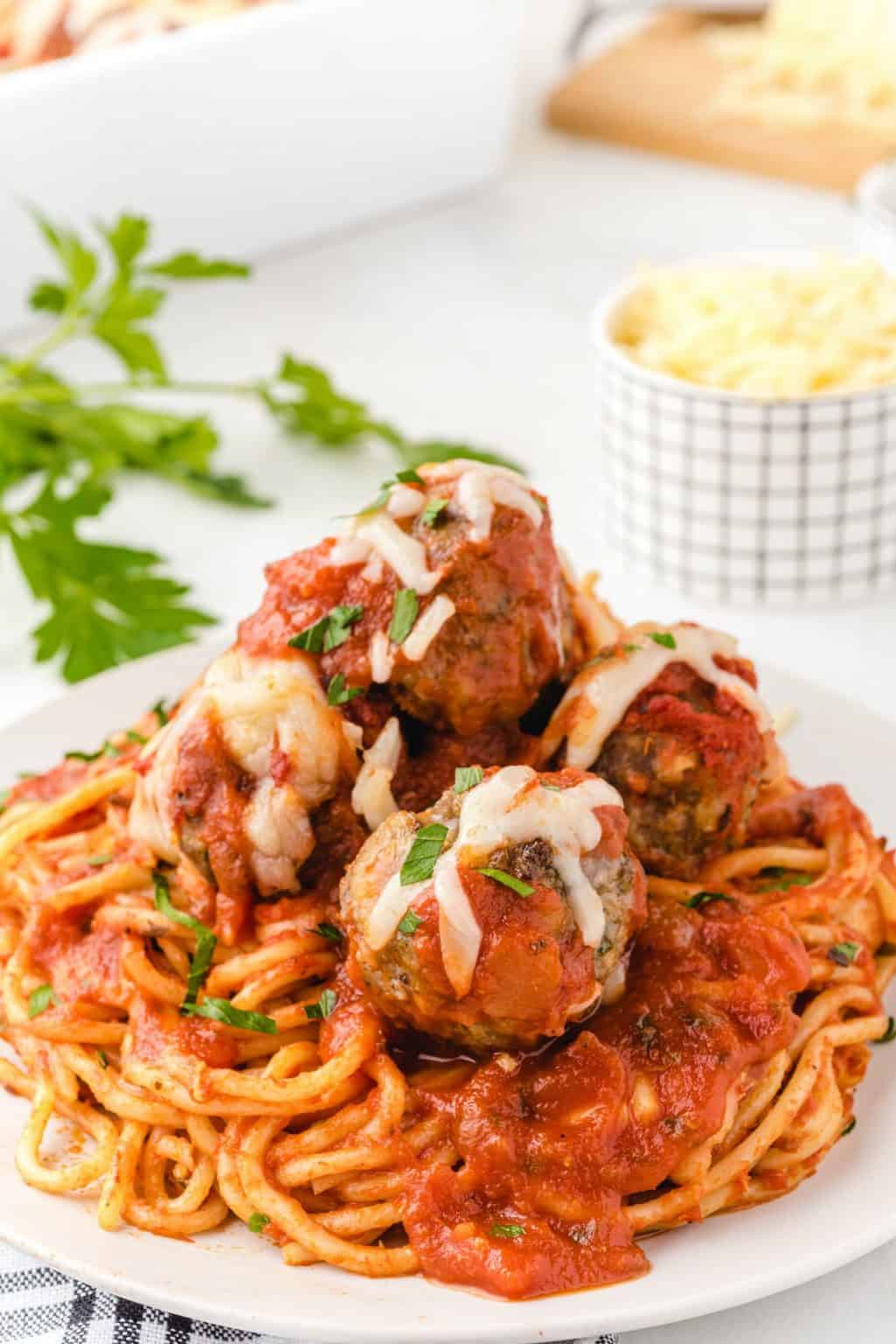 Baked Spaghetti and Meatballs Princess Pinky Girl