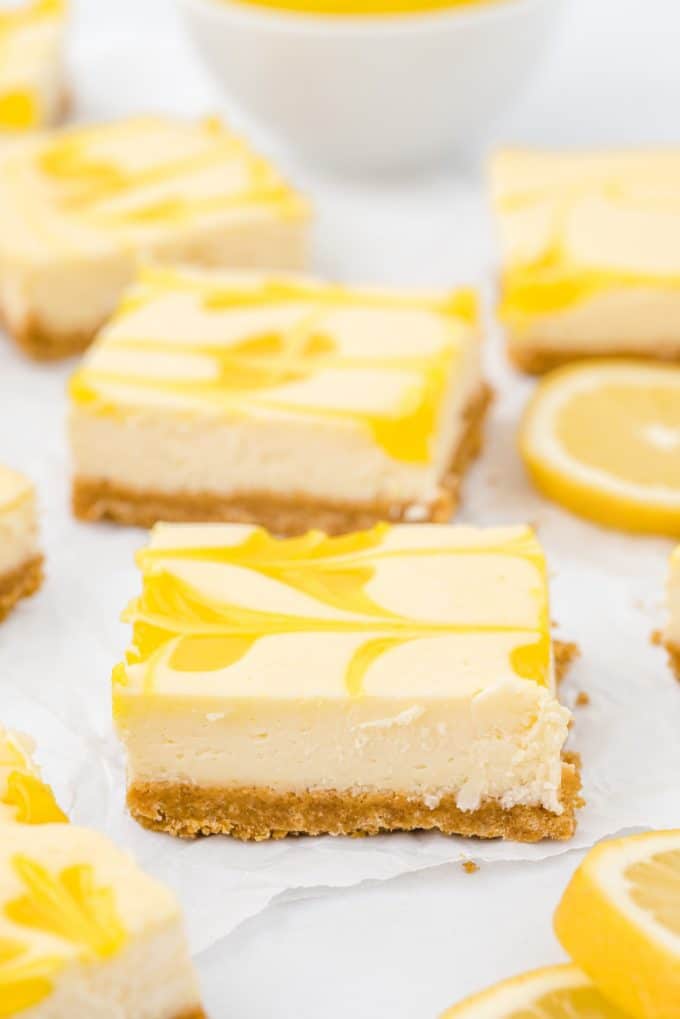 lemon cheesecake bars hero image