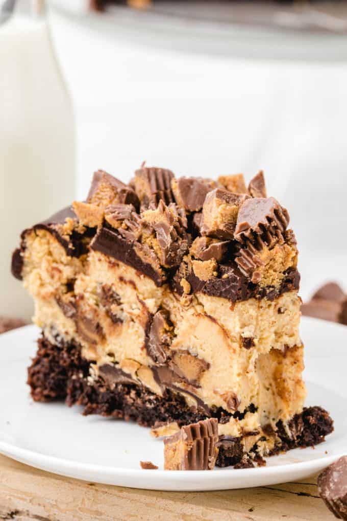 a slice of reeses cheesecake