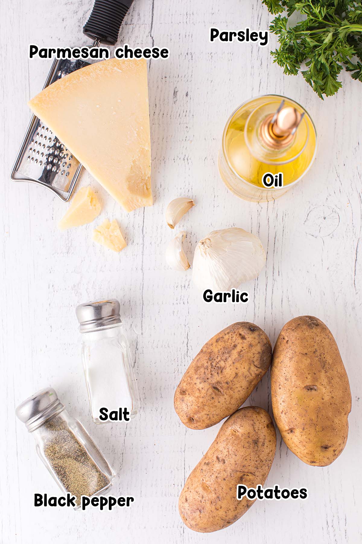 air fryer garlic parmesan ingredients. 