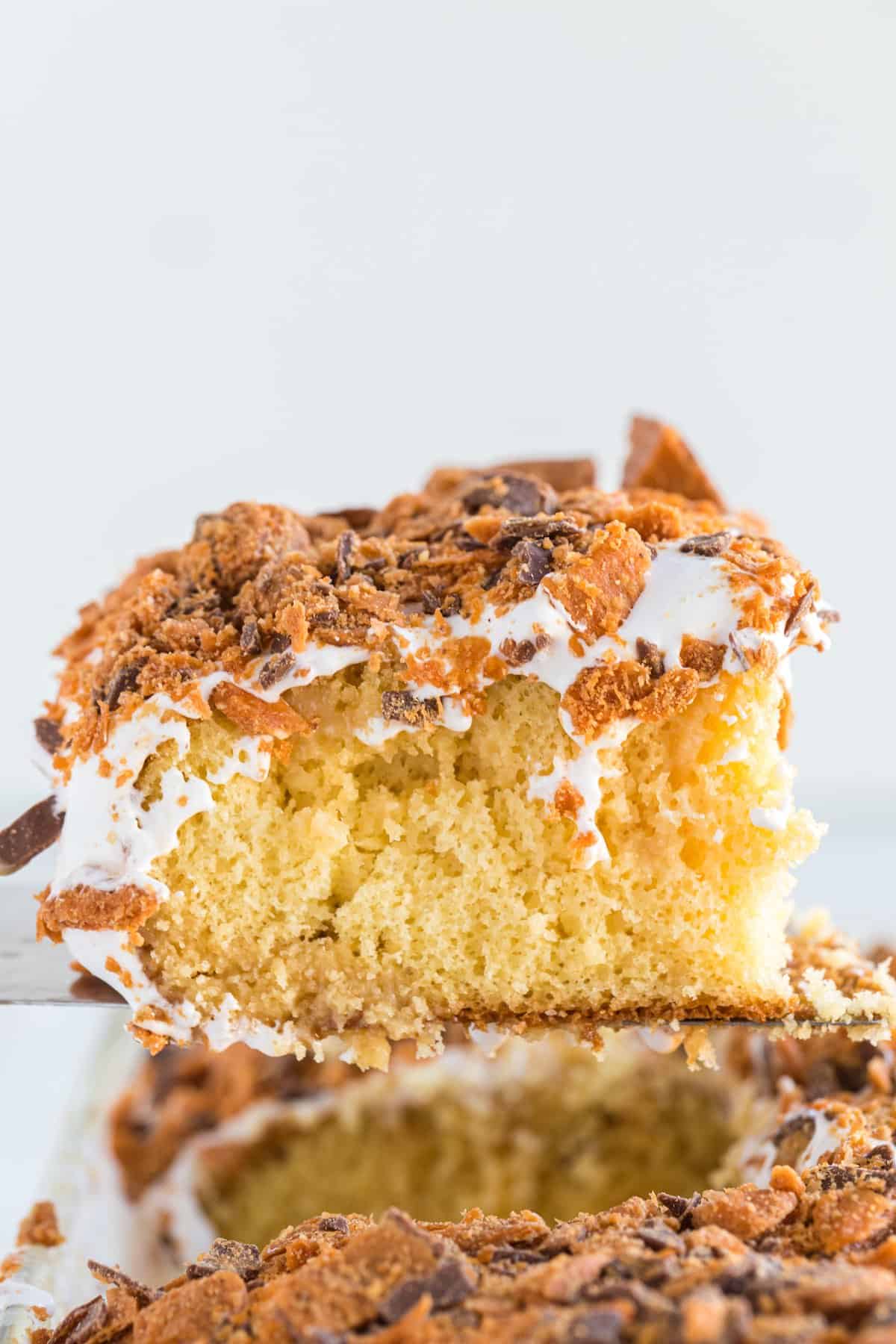 Butterfinger Cake (Poke Cake) - Princess Pinky Girl