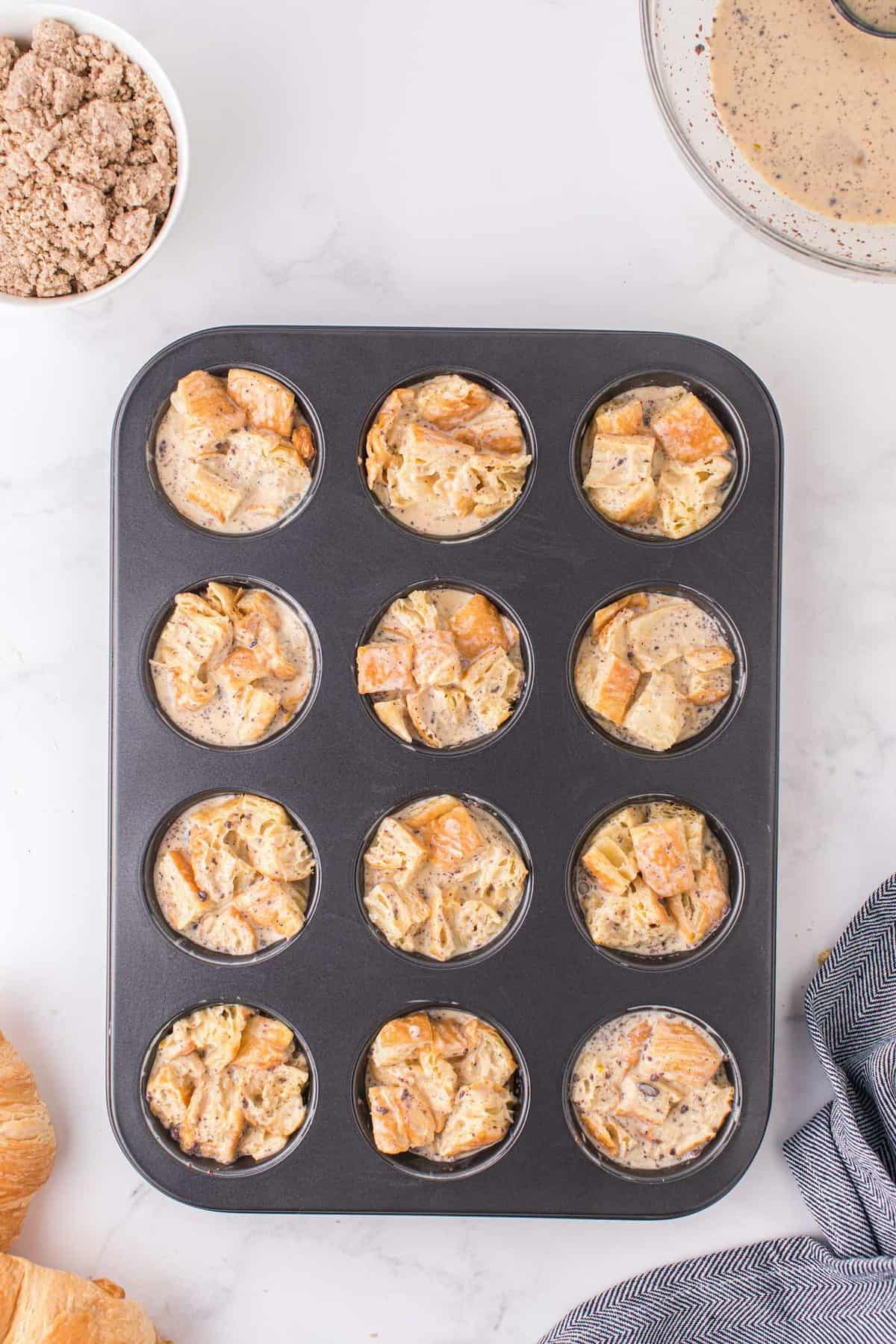 pour the mixture into the muffin tins