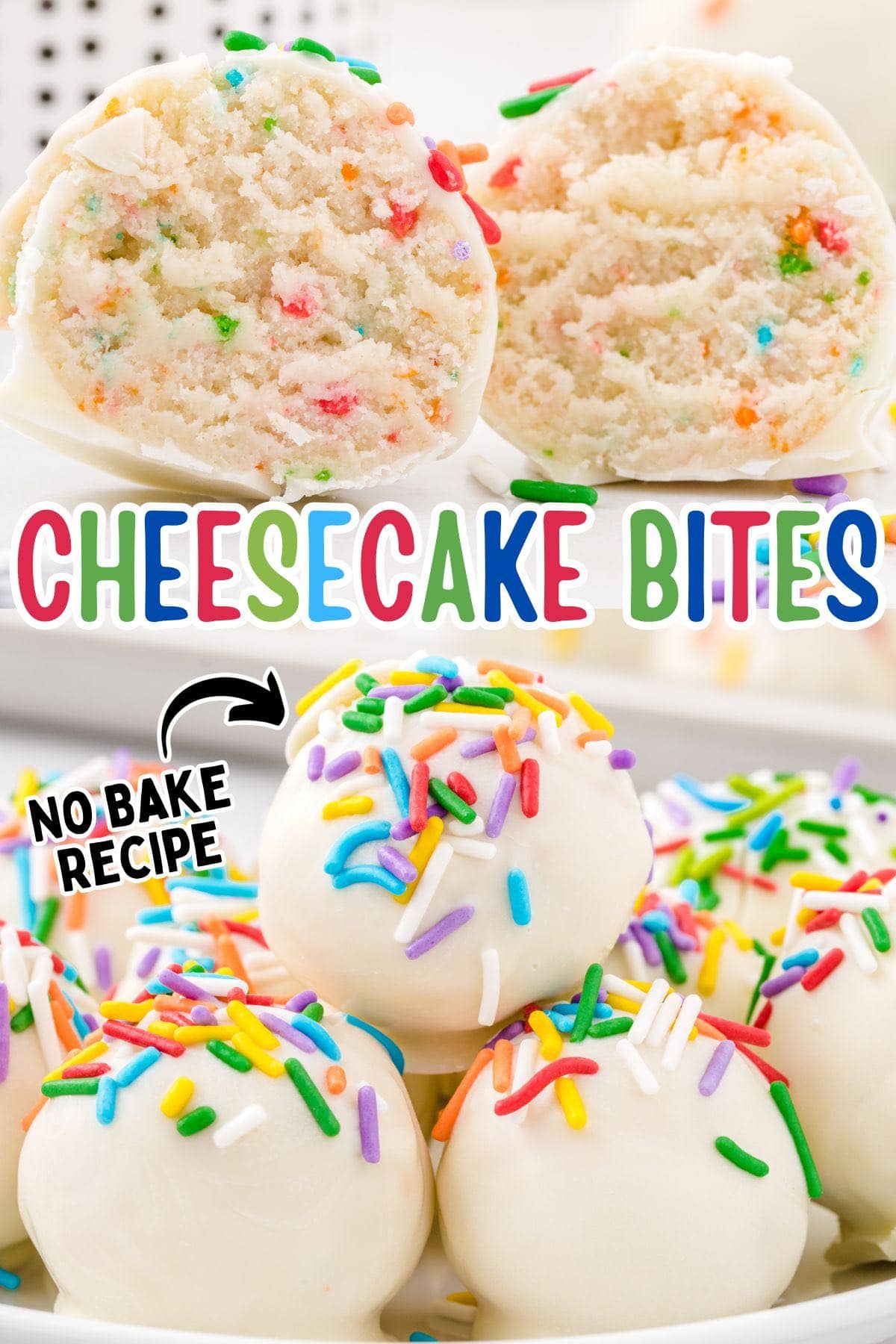 no bake cheesecake bites pin.