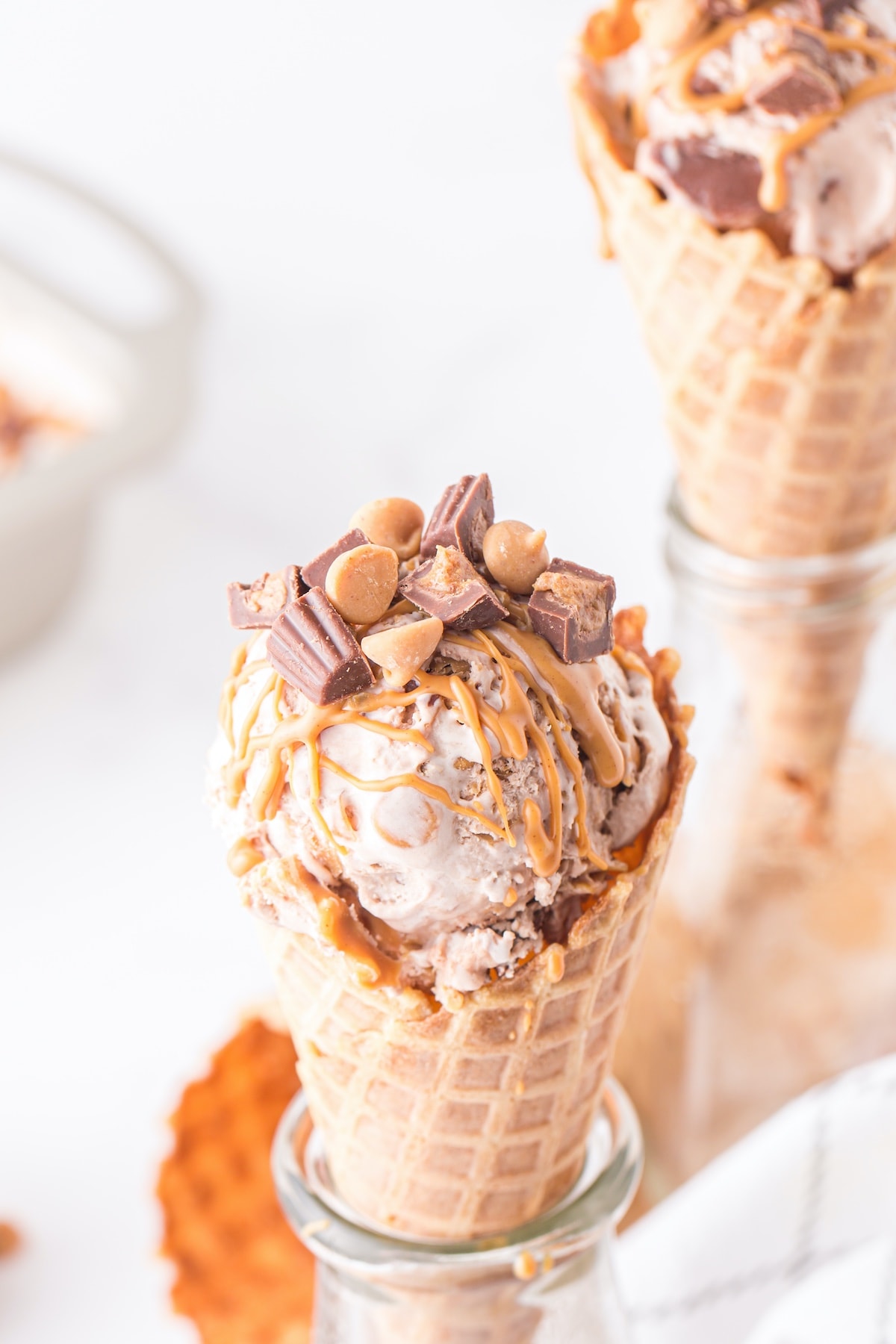 peanut butter ice cream in a cone