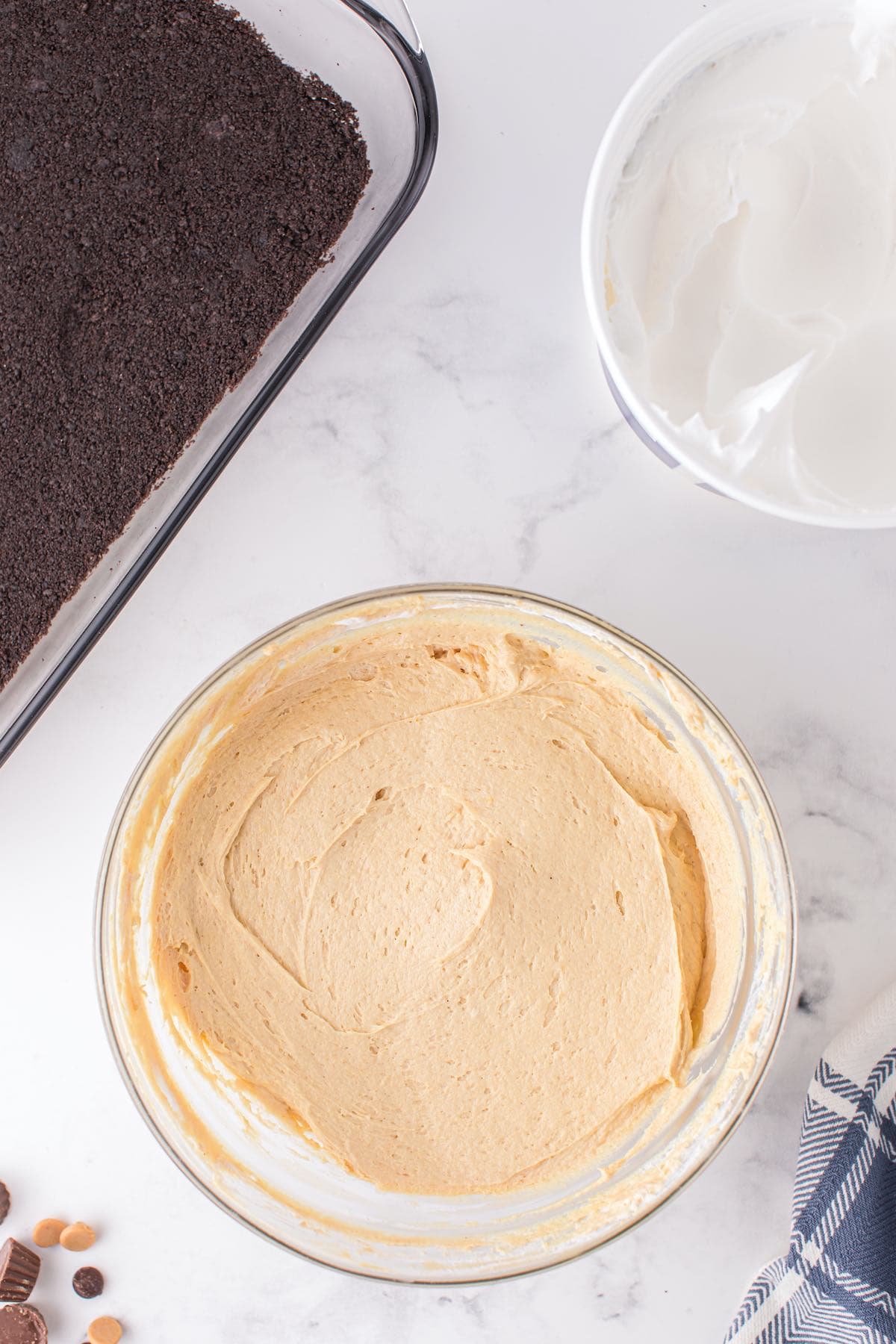 cream cheese and peanut butter mixed in a bowl