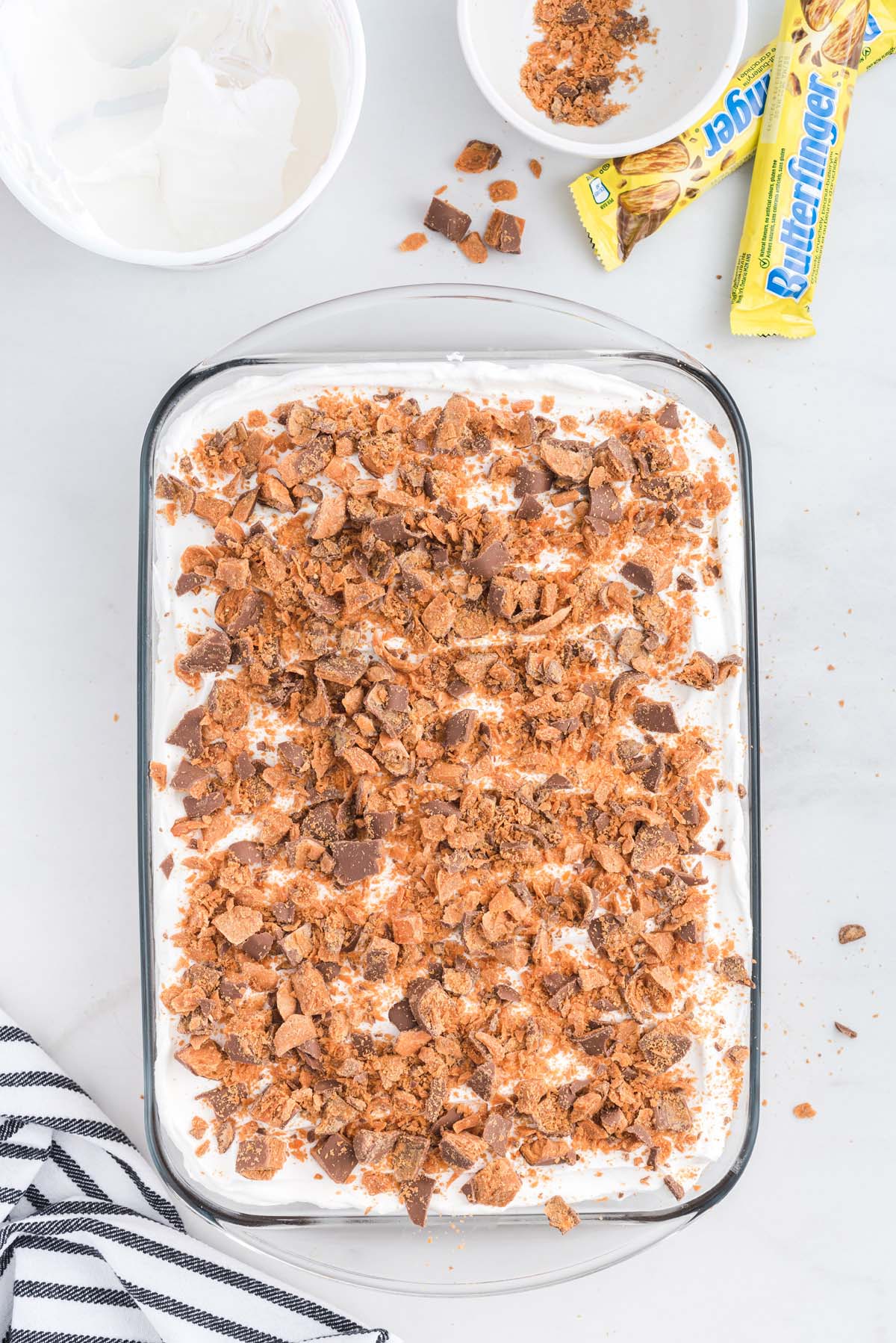 sprinkle candy bars on top