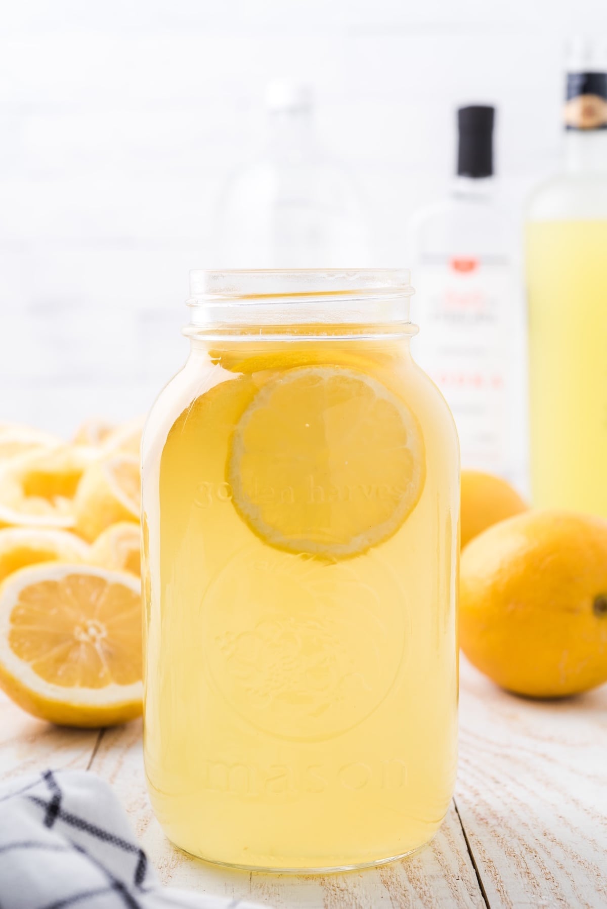 lemonade with lemon in a jar