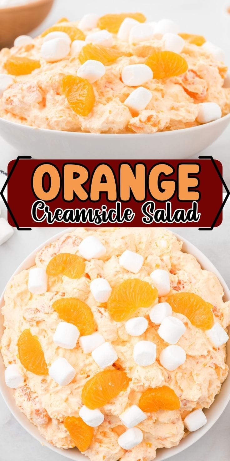 Creamy Orange Creamsicle Salad served in a white bowl