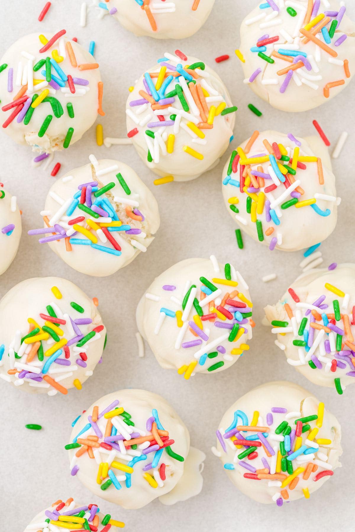 no bake cheesecake bites with sprinkles. 