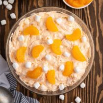 orange creamsicle salad in a bowl.