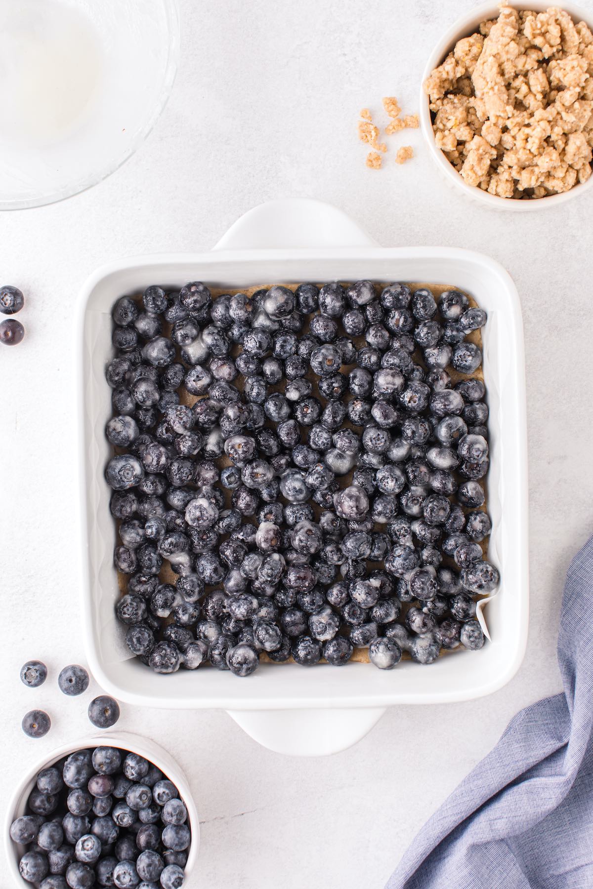 mix blueberries into the pan
