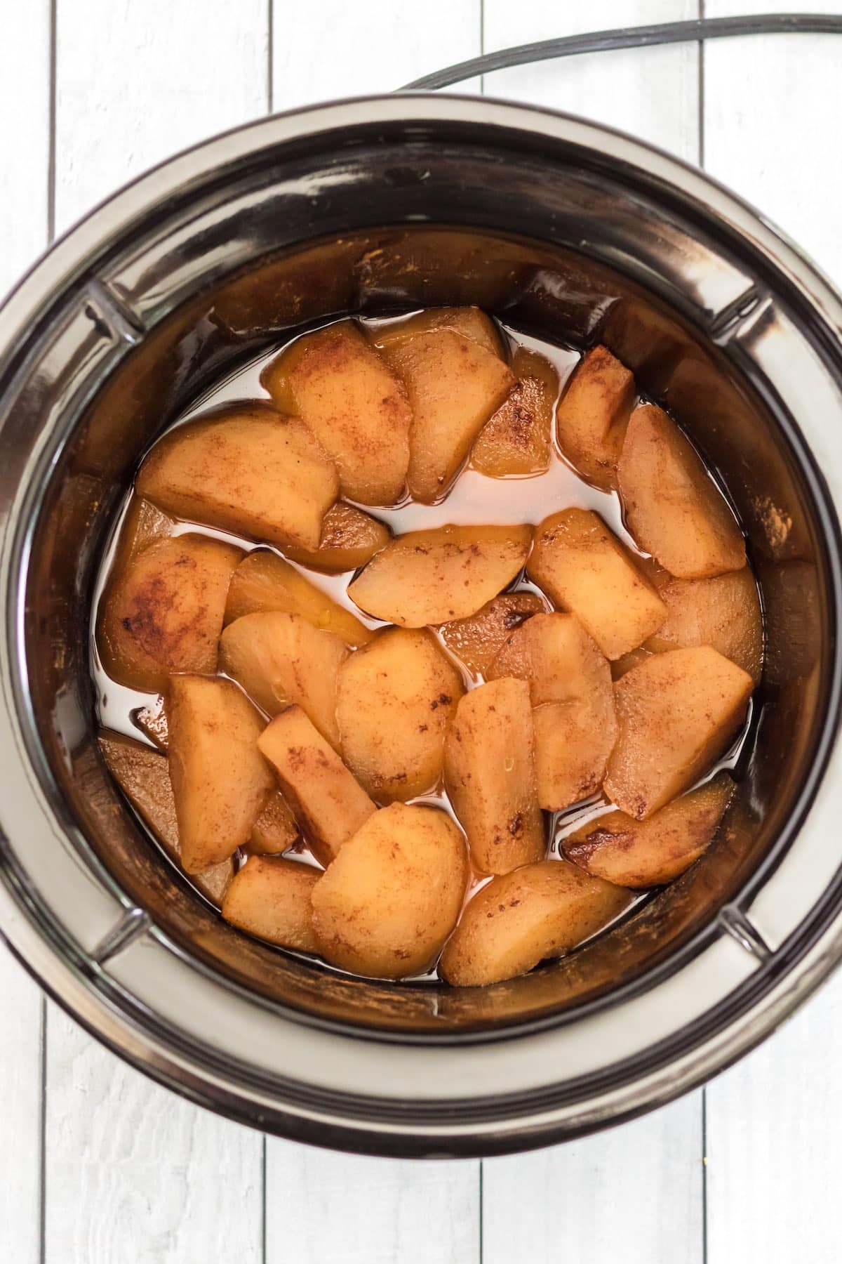 cooked apples in crockpot