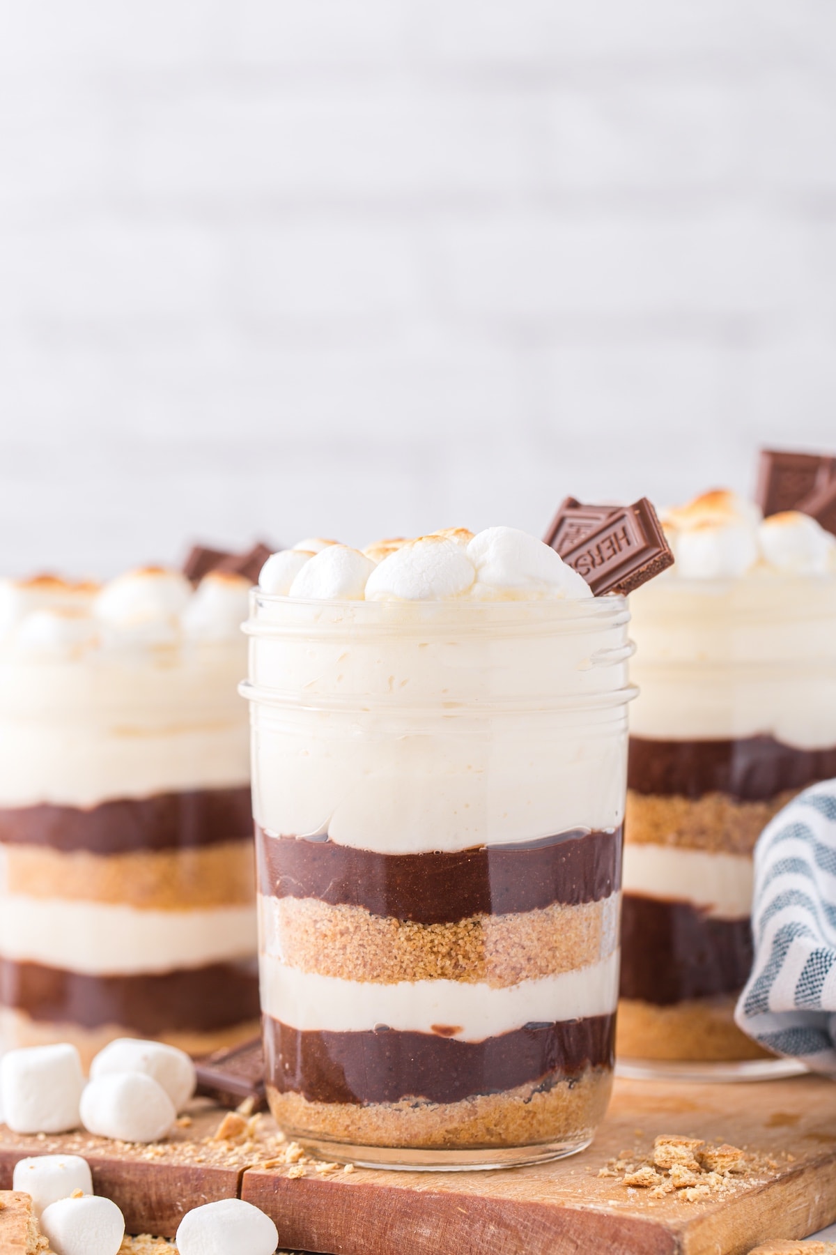 smores trifle in a jar