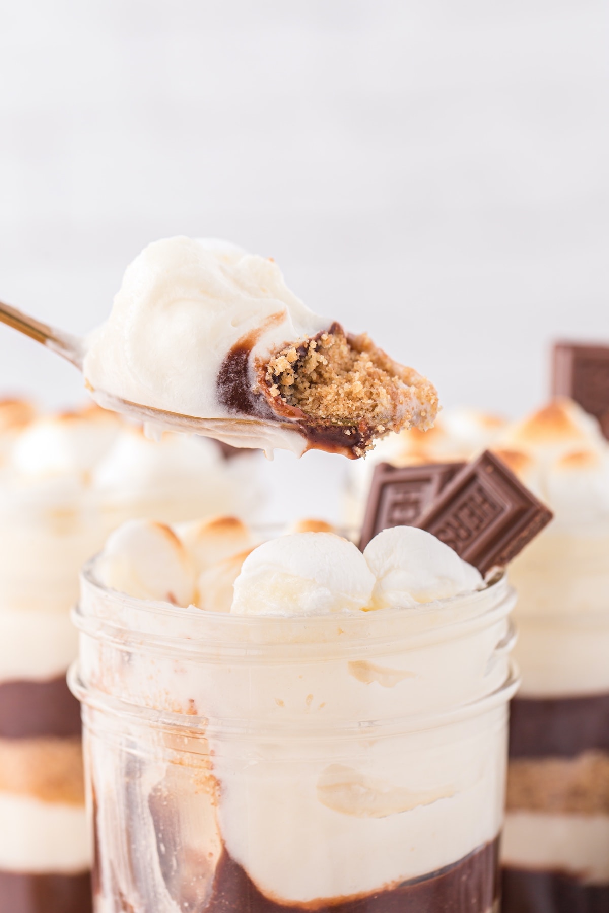 smores trifle in a spoon