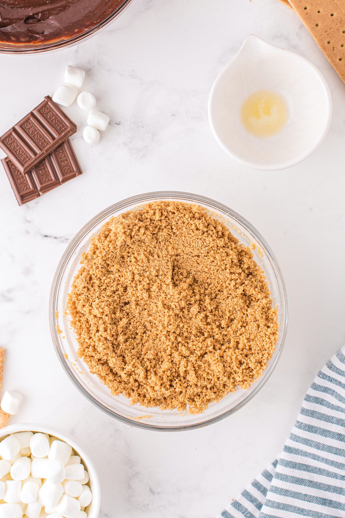 crushed graham crackers in a bowl