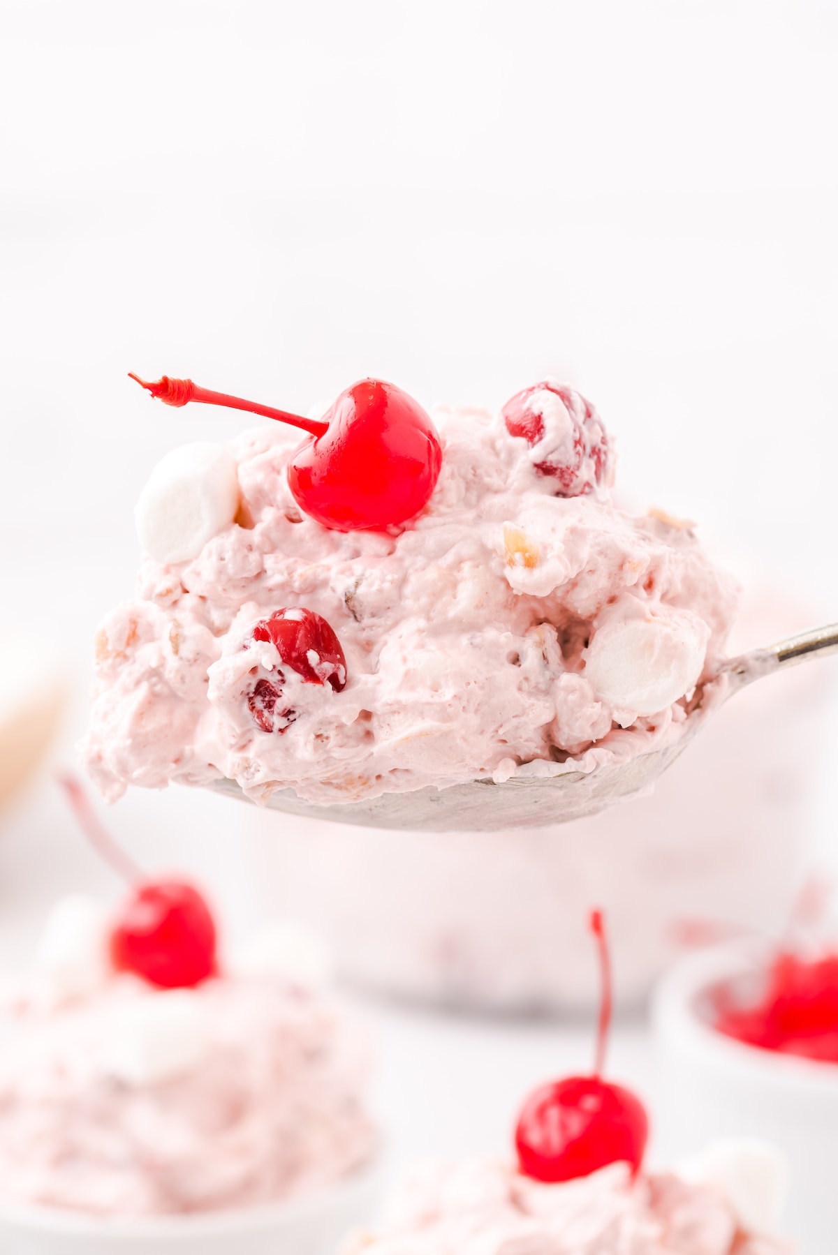 cherry fluff on a spoon