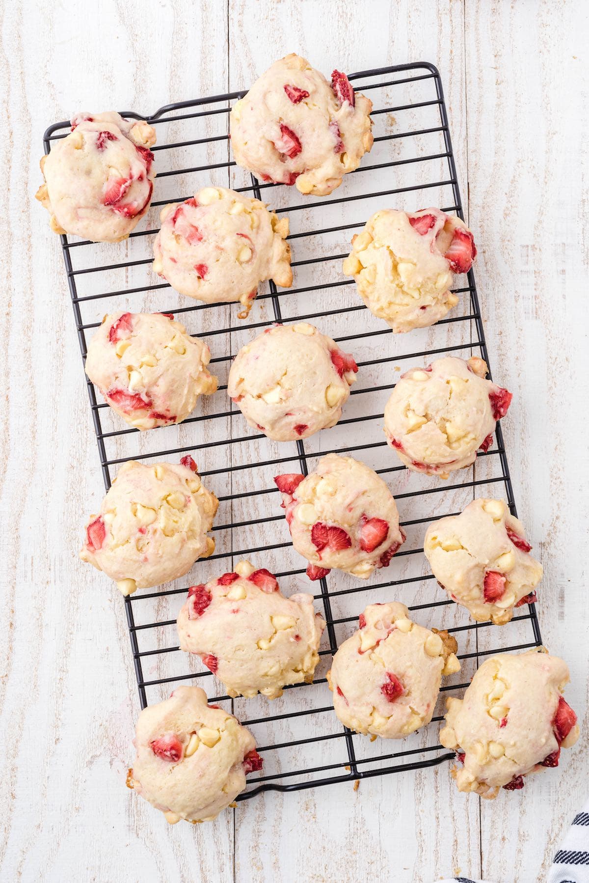 strawberry cookies on top of cooking rack