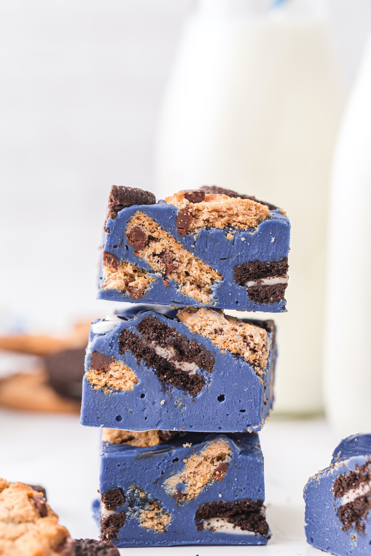 stacked cookie monster fudge