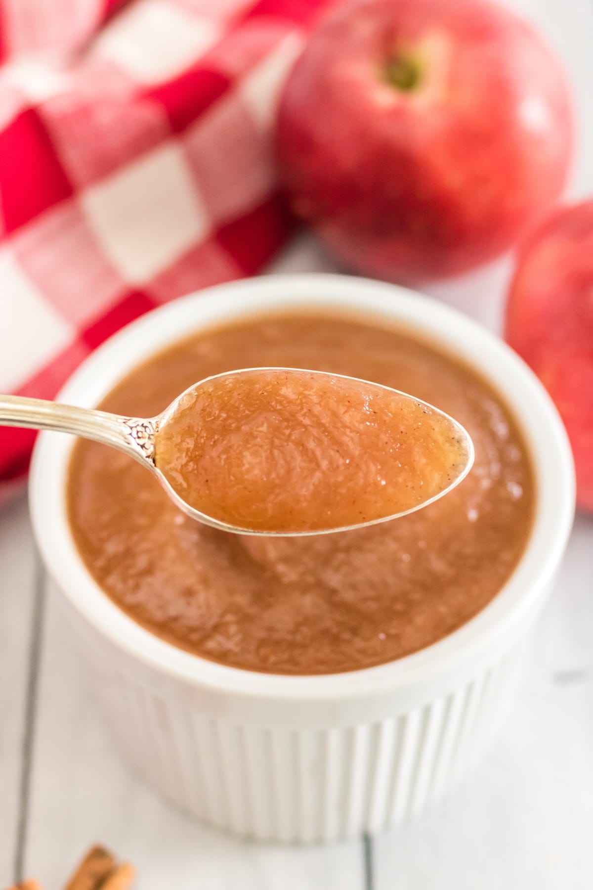 a spoon of applesauce