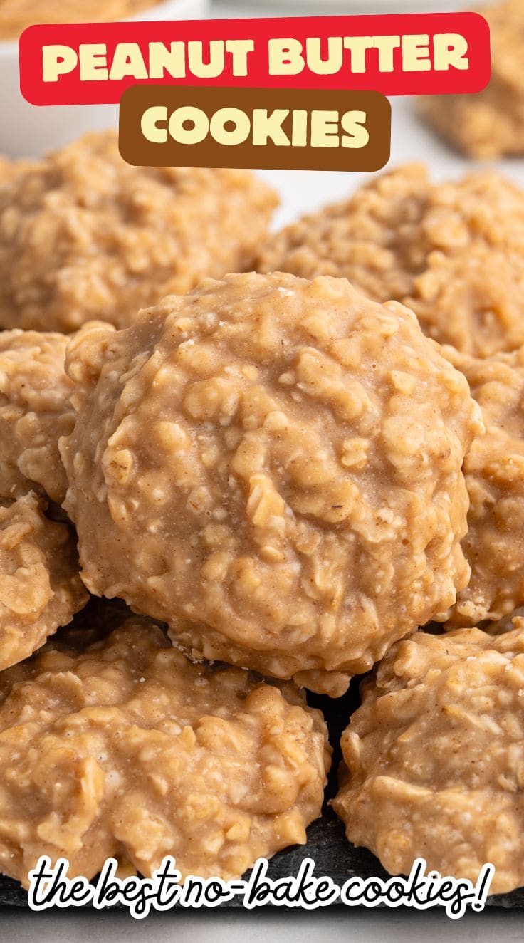Close up of Chewy and Rich Peanut Butter No-Bake Cookies