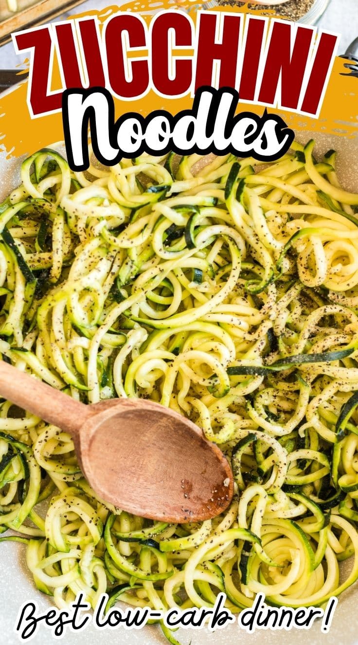 Healthy Zucchini Noodles served in a plate