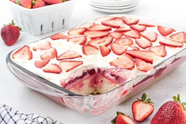 Strawberry Poke Cake with Jello - Princess Pinky Girl