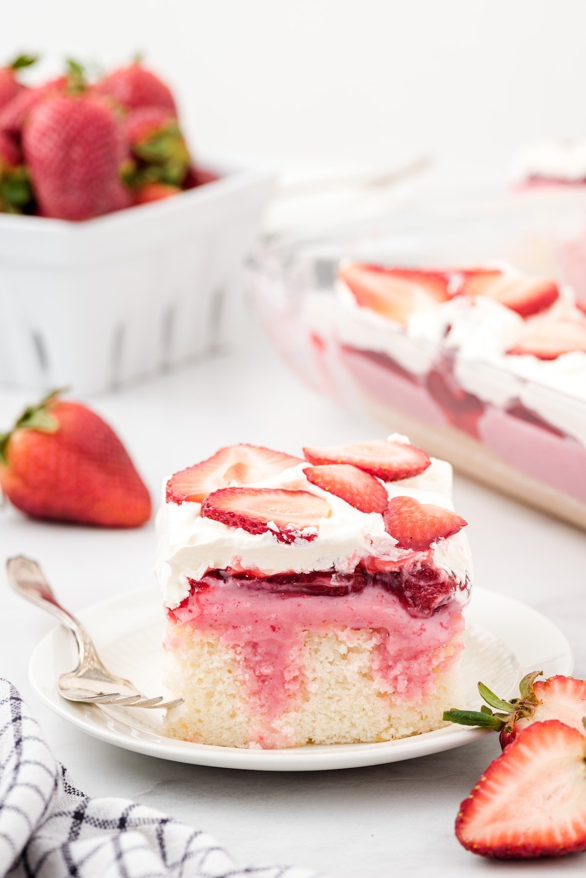 strawberry poke cake hero image