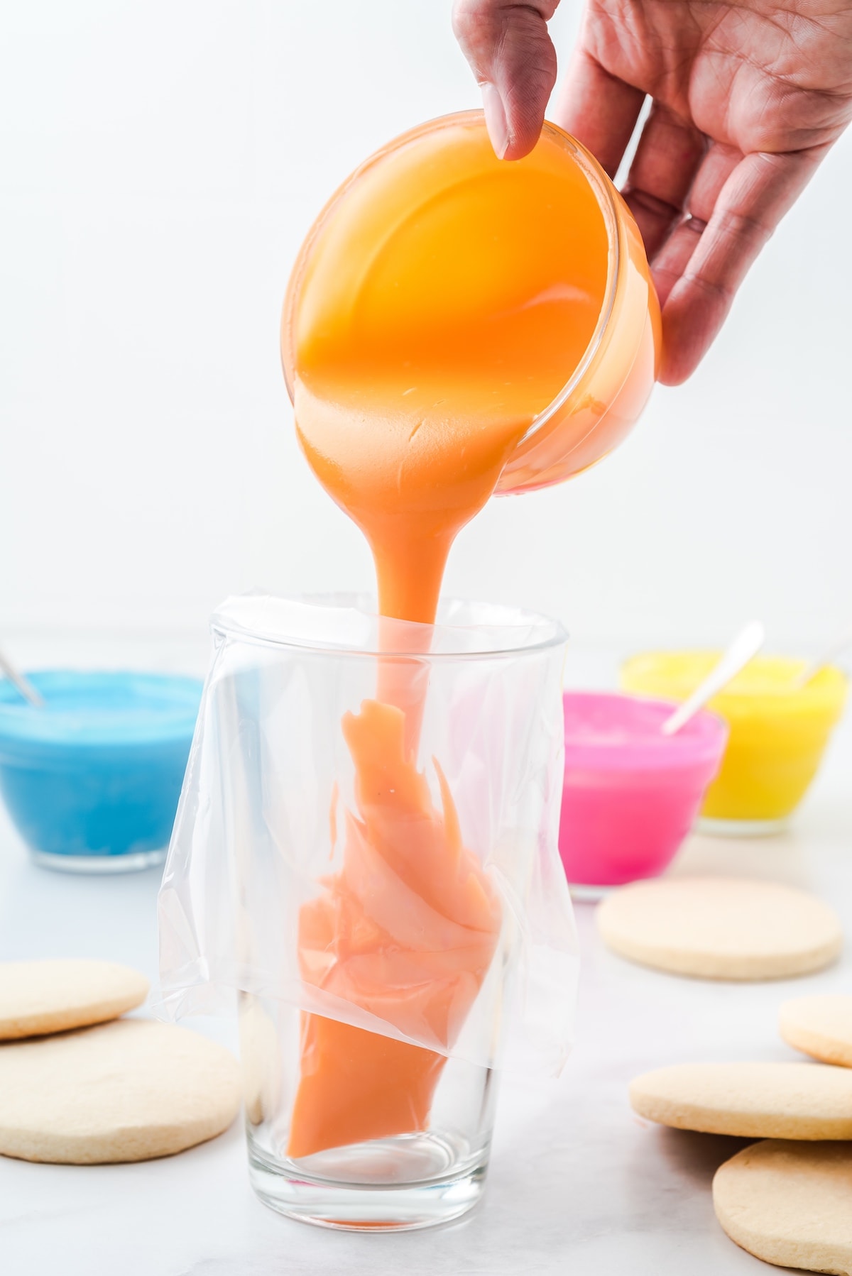 pouring the icing into piping bag