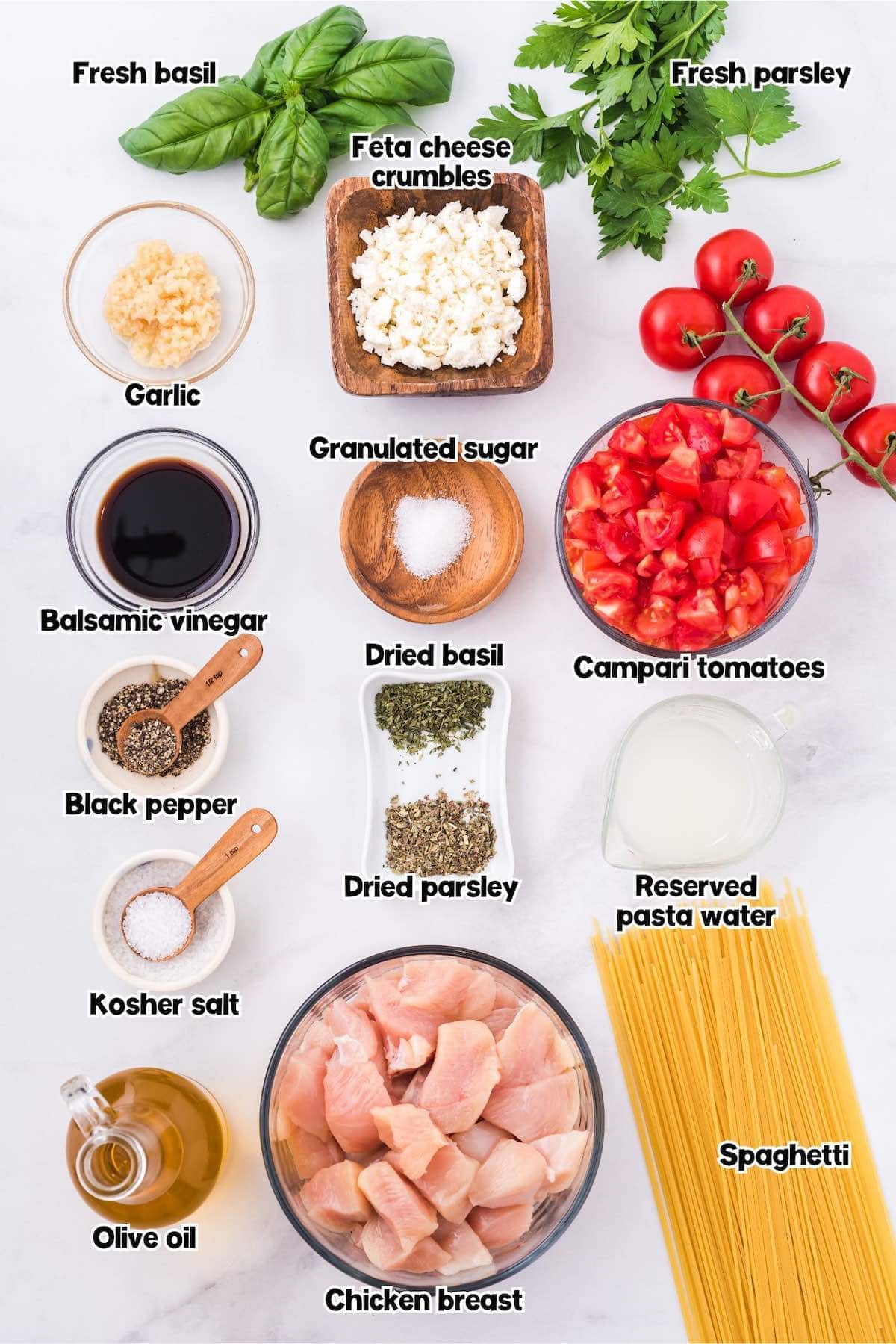 bruschetta chicken pasta ingredients. 