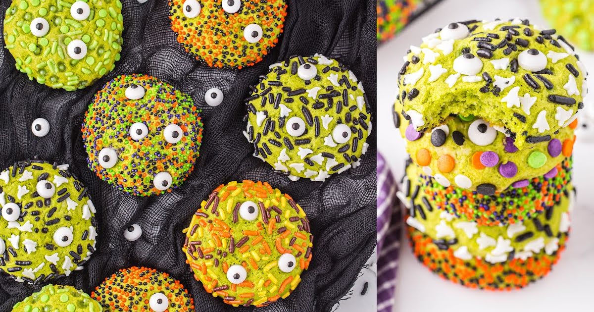 Halloween Green Monster Sprinkle Cookies