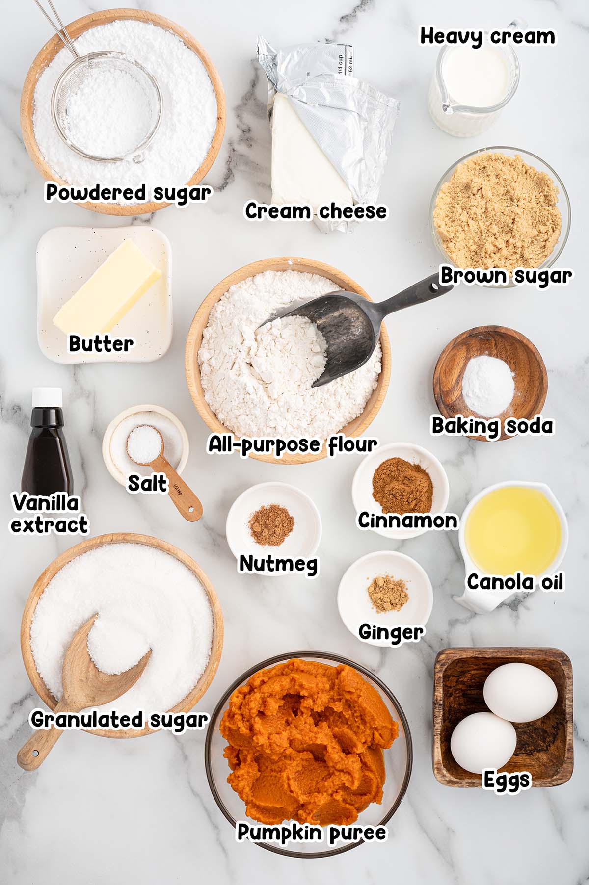 Pumpkin Bars ingredients.