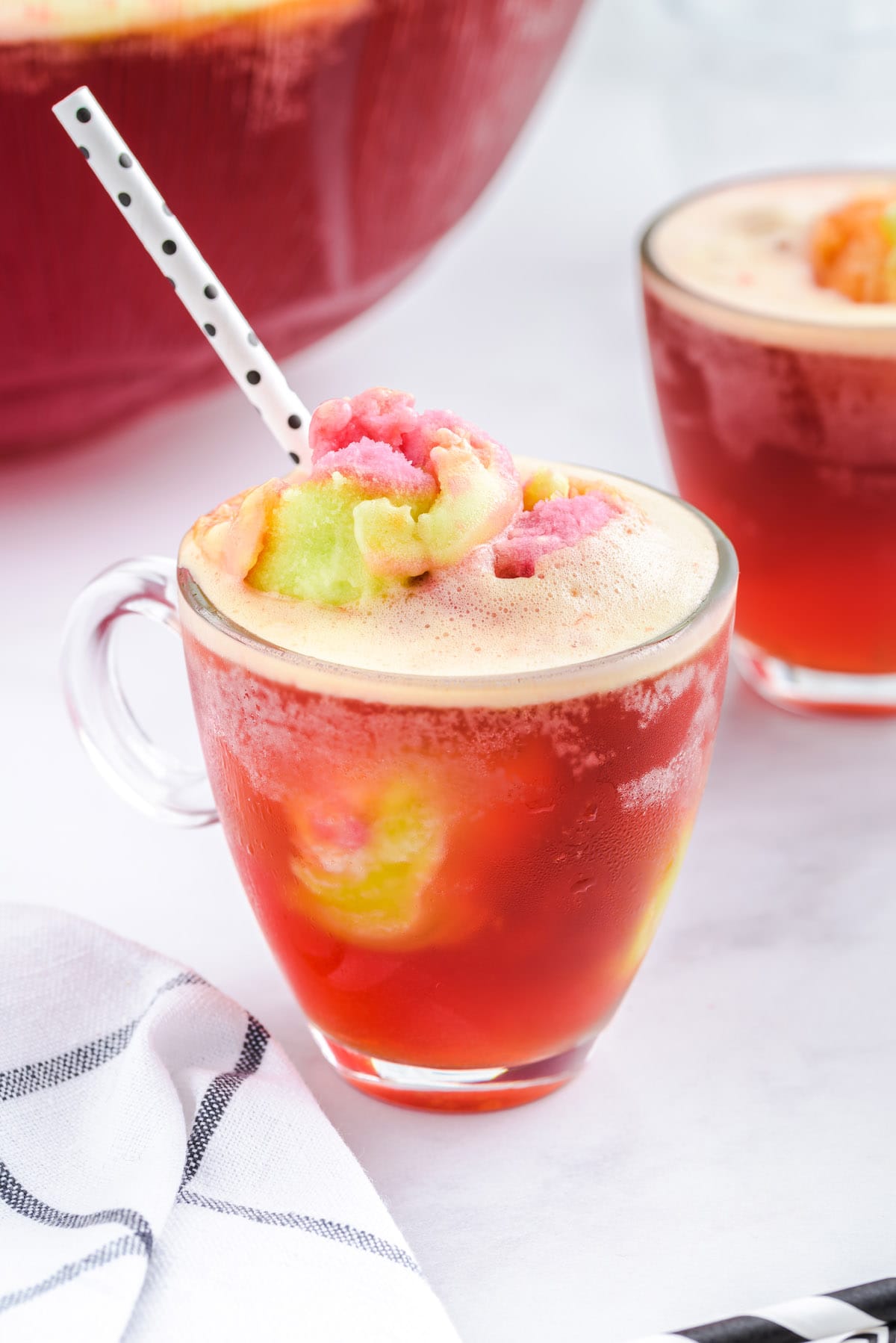 rainbow sherbet punch in a glass