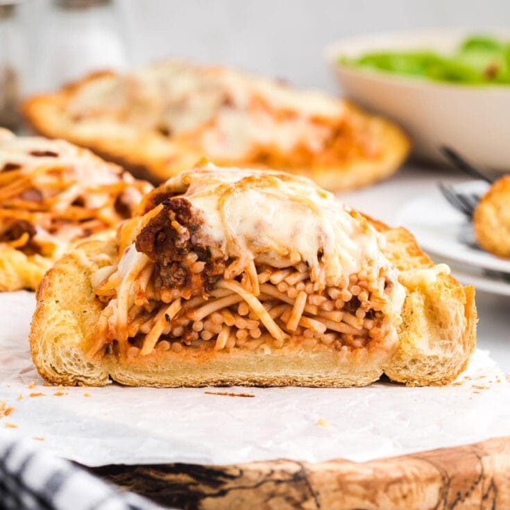 Spaghetti Stuffed Garlic Bread feature image
