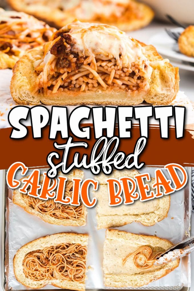 spaghetti stuffed garlic bread pinterest