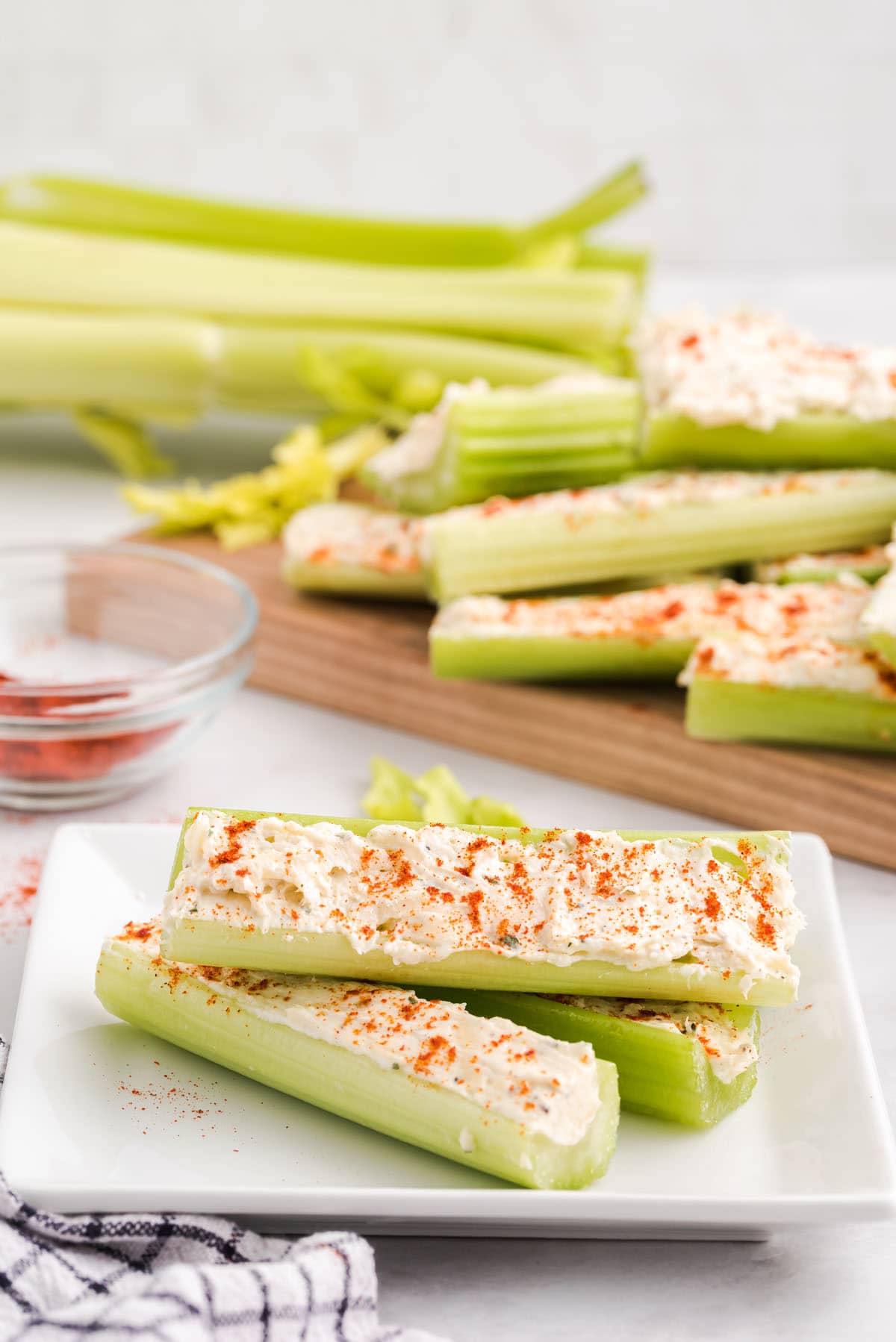 stuffed celery on the plate