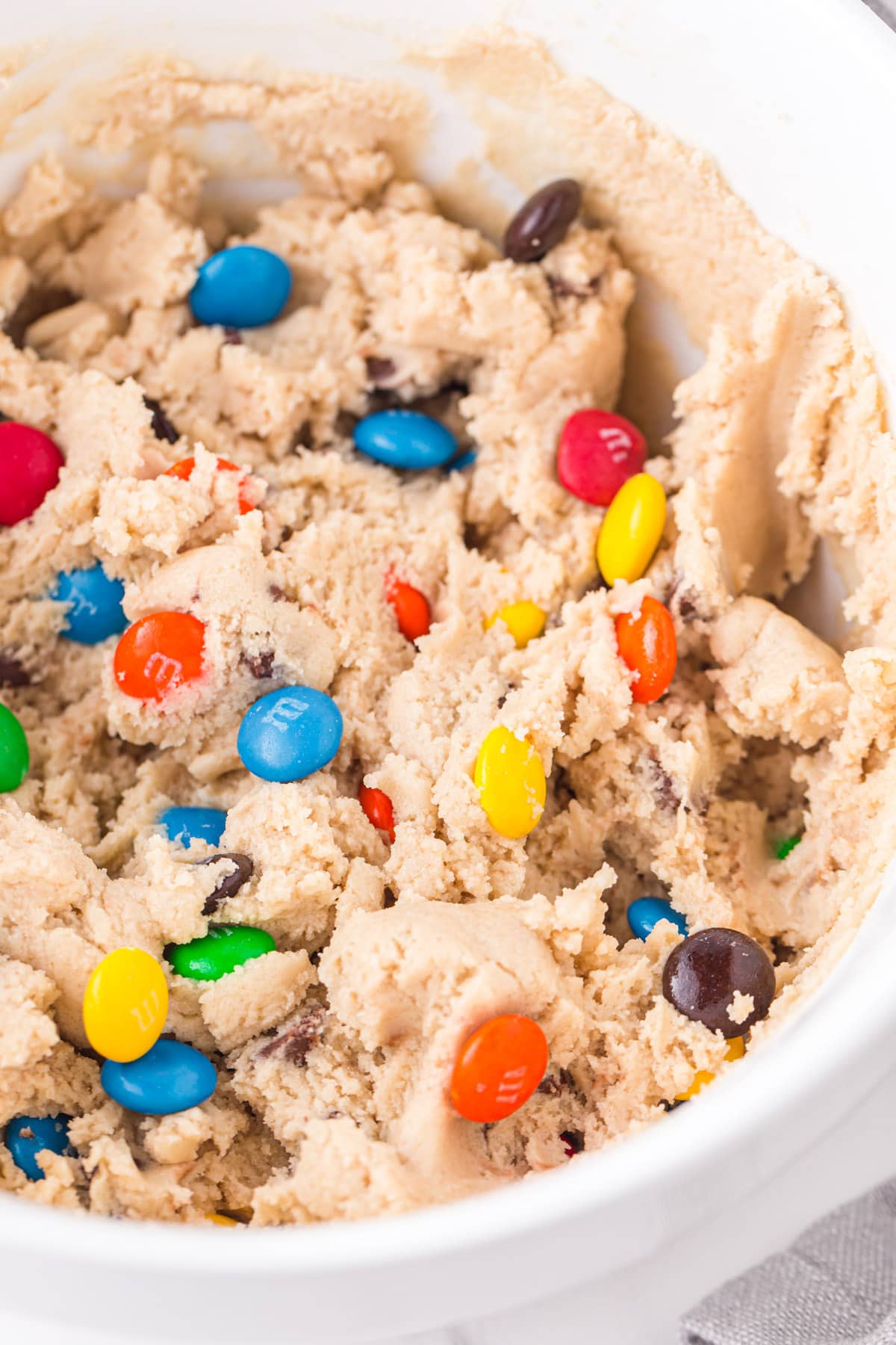 edible cookie dough with M&M's