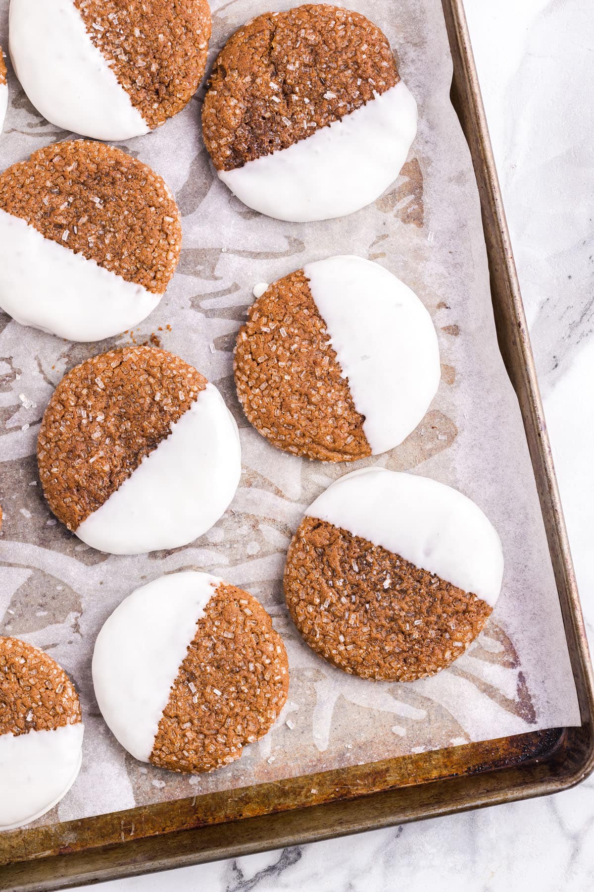ginger cookies dipped in white chocolate