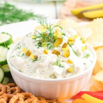 dill pickle dip featured image