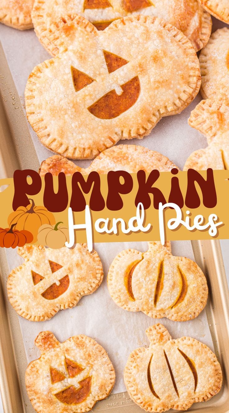 Pumpkin Hand Pies on a parchment lined baking sheet