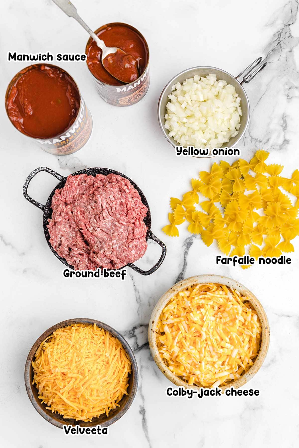 Sloppy joe casserole ingredients.