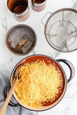 stir cheese, pasta and sauce