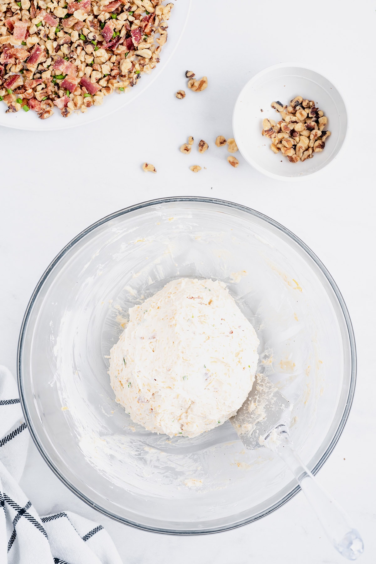Form the cream cheese mixture into a large ball