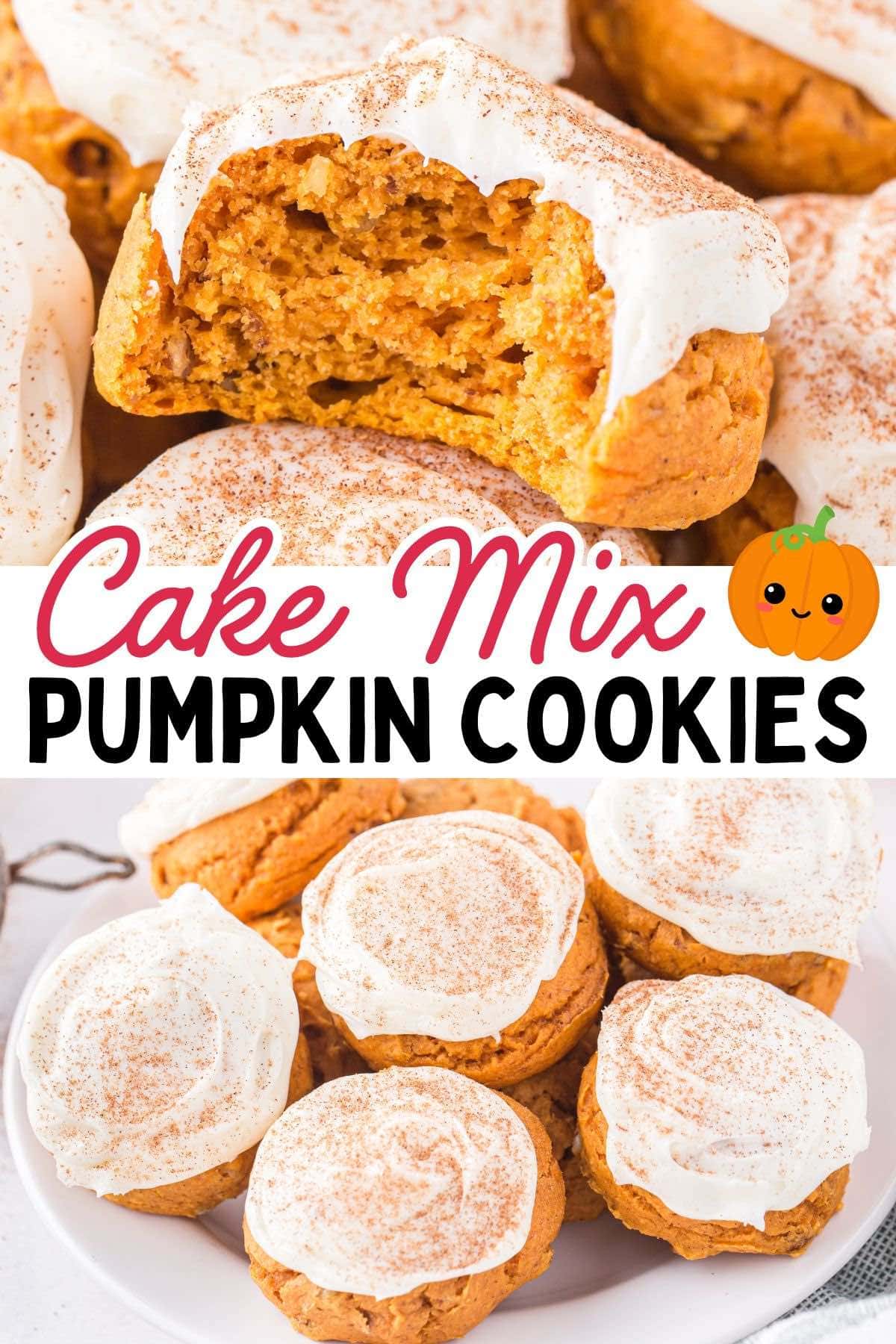 pumpkin cake mix cookies pin.