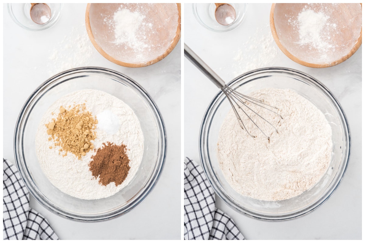 Whisk together the flour, ginger, and pumpkin pie spice