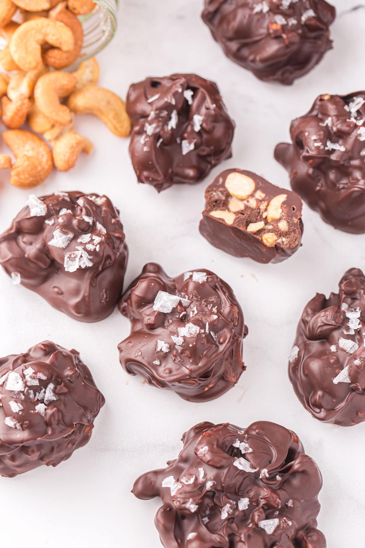 a couple of Chocolate Cashew Clusters